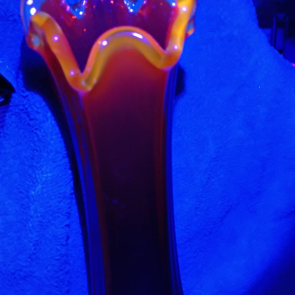 Vibrant Orange Glass Vase LE Smith
